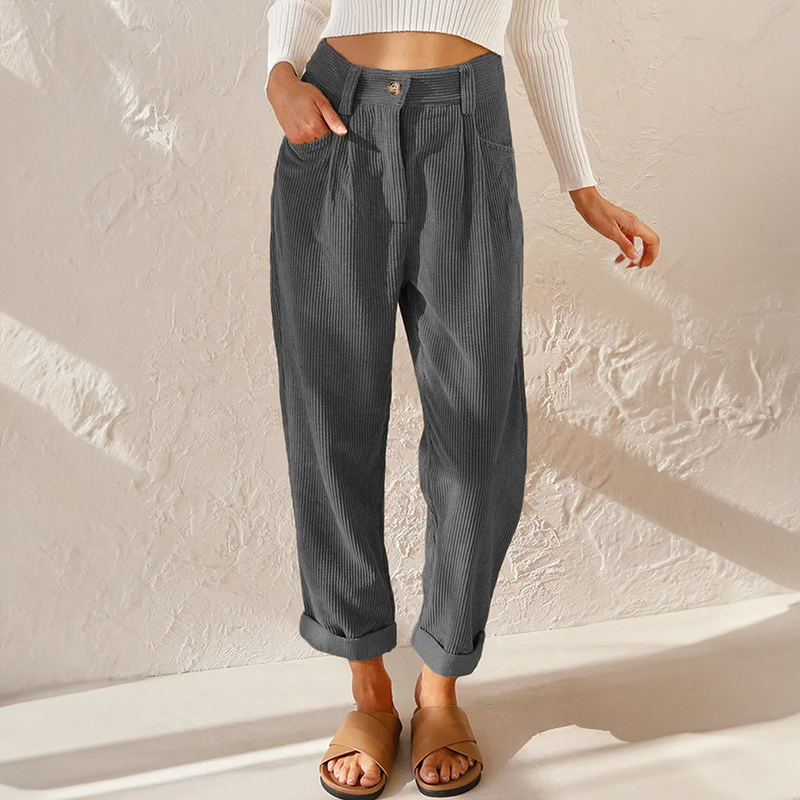 MINA | BEKVÄMA HÖGMIDJA KORDPANTS