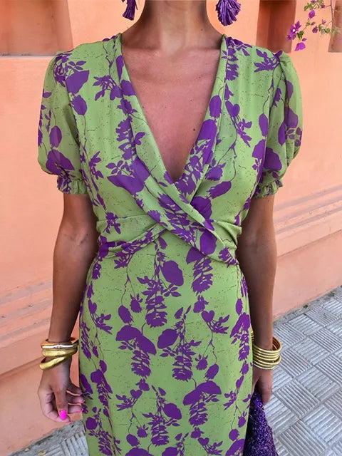 Melys | Elegant Tryckt Klänning