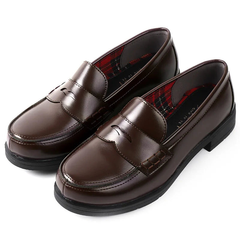 Japanskinspirerade loafers för dam – Slip-on pumps med låg blockklack och rund tå