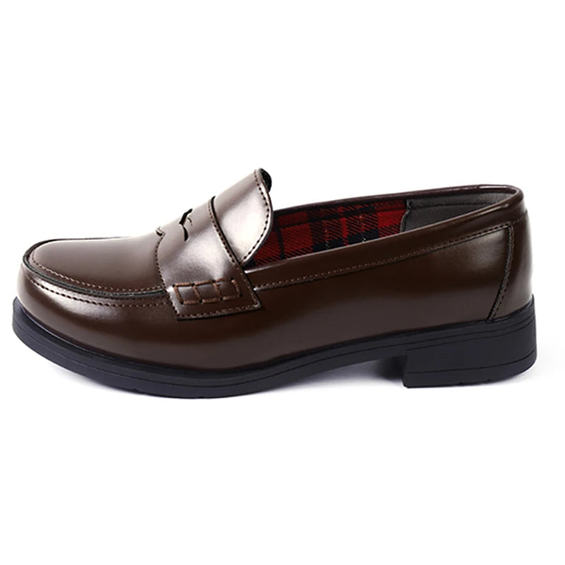 Japanskinspirerade loafers för dam – Slip-on pumps med låg blockklack och rund tå