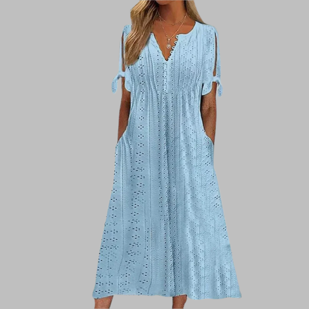 Alice | Elegant Sommar Boho Midi Klänning