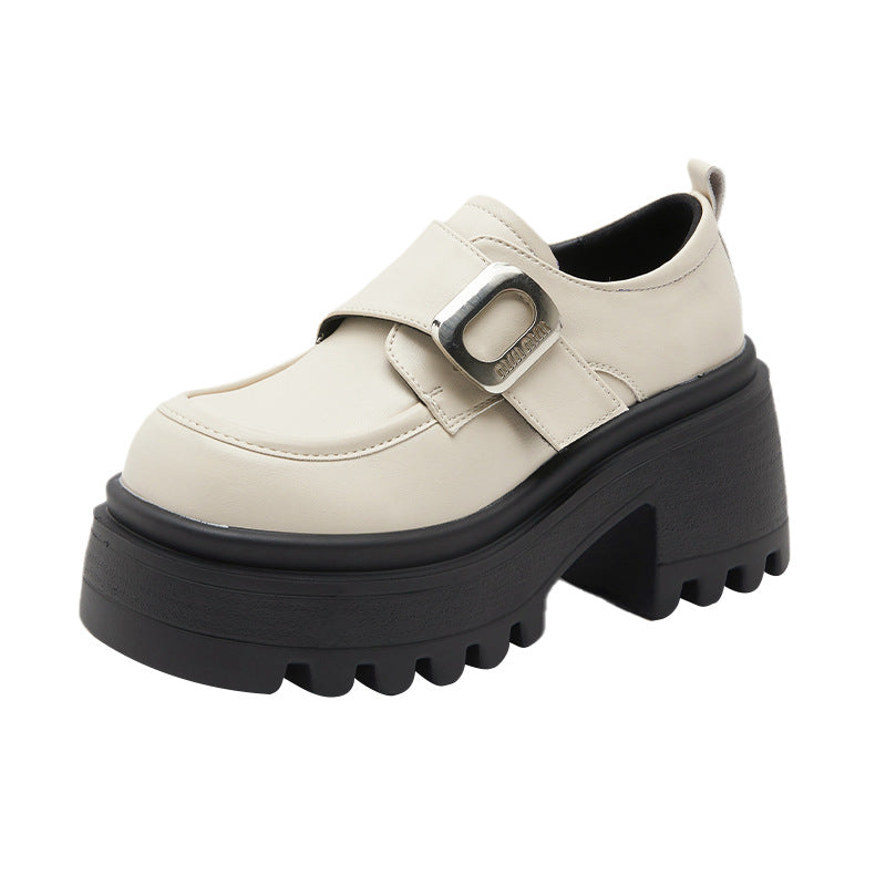 Beautiful Foot Power engelska stil preppy skor 2025 – Tjock sula och rund tå med hög klack