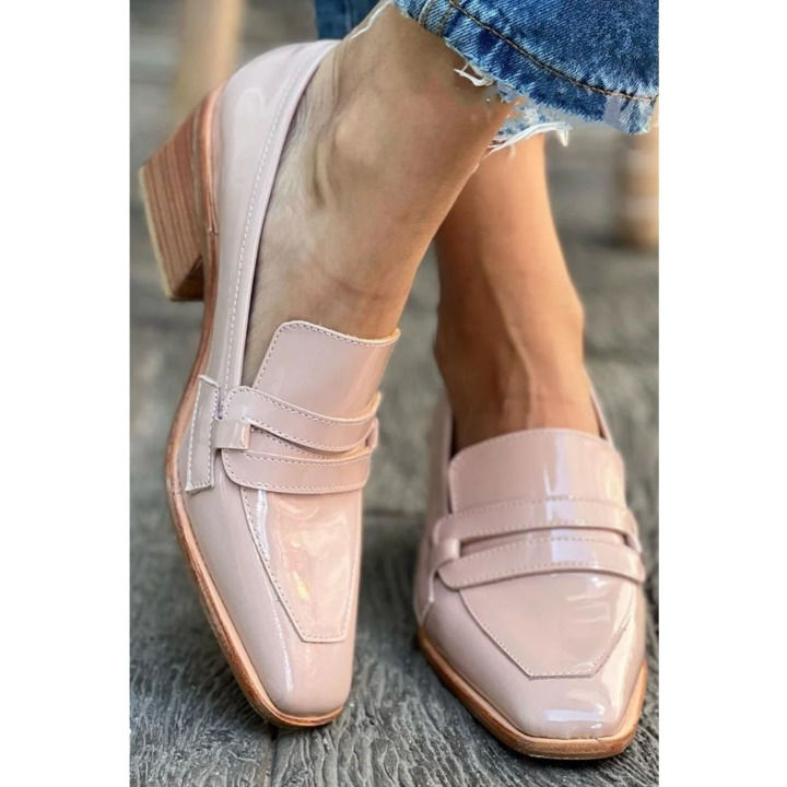 Olga - Ljusrosa loafers i läder