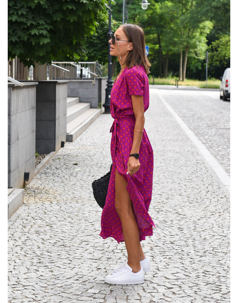 Amelie | Blommig Wrap Midi Klänning
