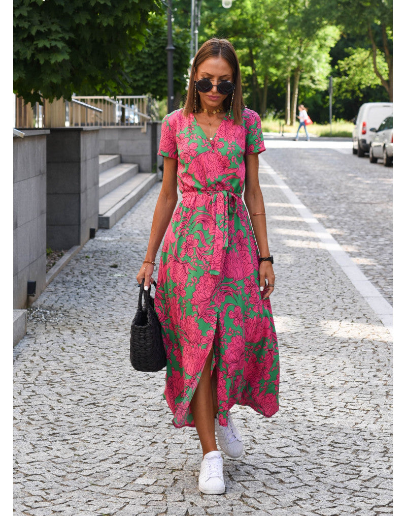 Amelie | Blommig Wrap Midi Klänning