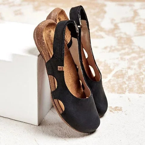 Ravena – Platta Läder Sandaler med Slingback