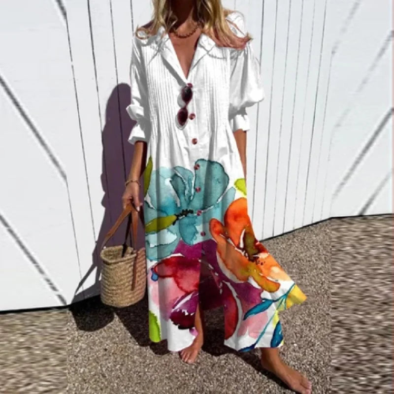 Cassidy – Boho Puff Sleeve Maxi Klänning