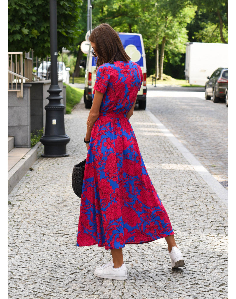 Amelie | Blommig Wrap Midi Klänning