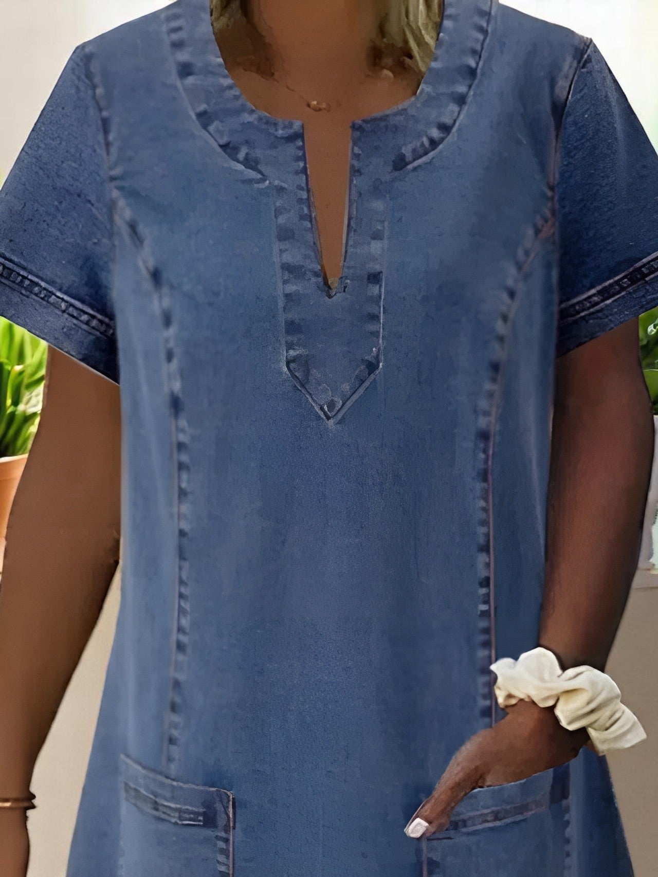 Amber| Mjuk denimklänning med fickor