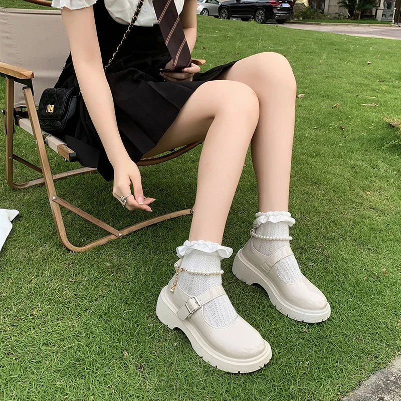 Lyxiga Beaded Mary Jane Skor för Kvinnor – Bekväma Eleganta Flats Svarta Promenadskor Vår/Höst