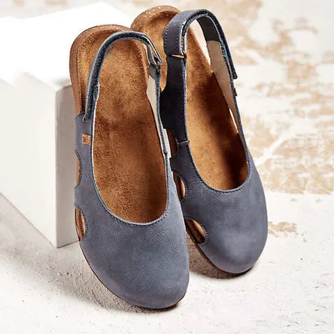 Ravena – Platta Läder Sandaler med Slingback