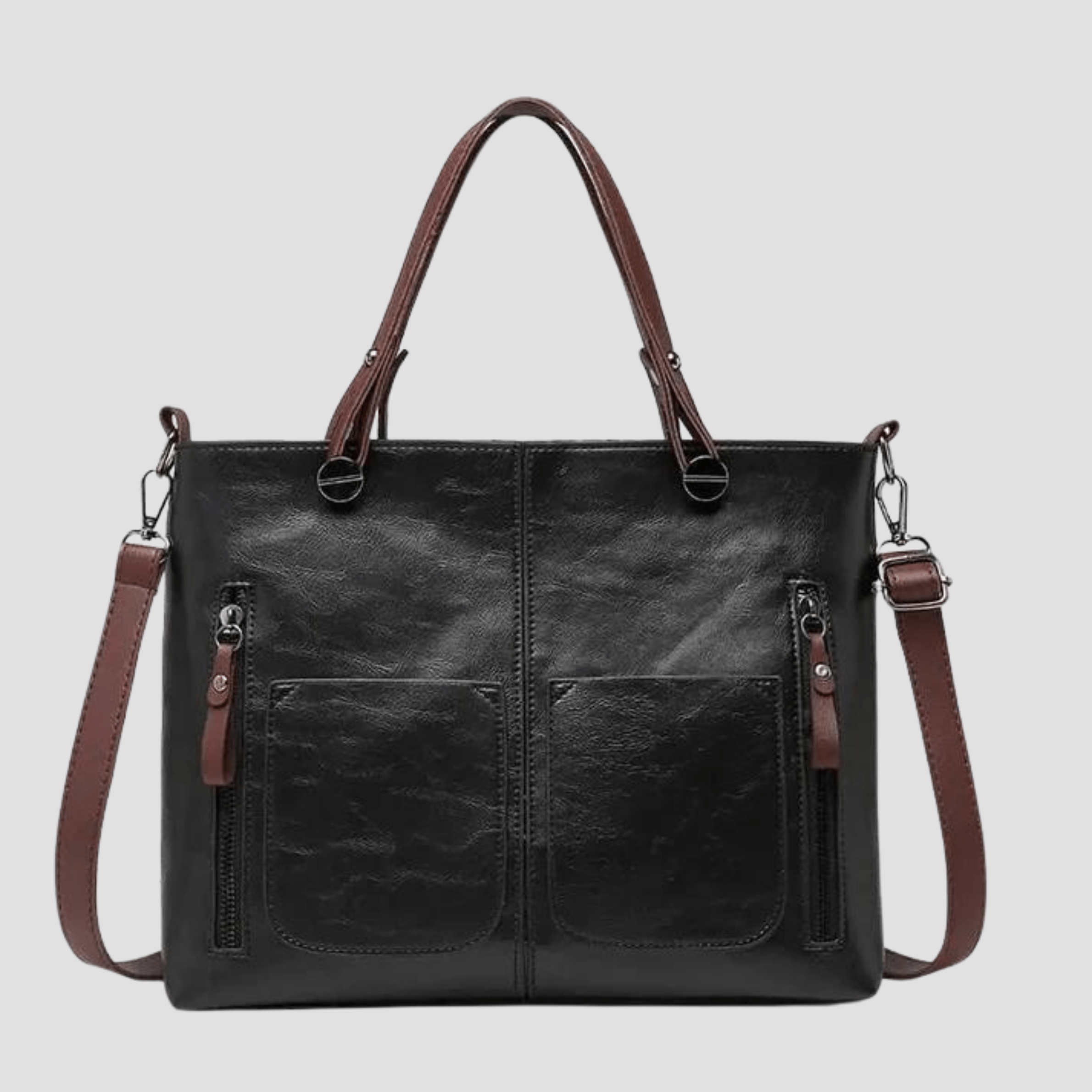 Elegant vintage läderaxelväska