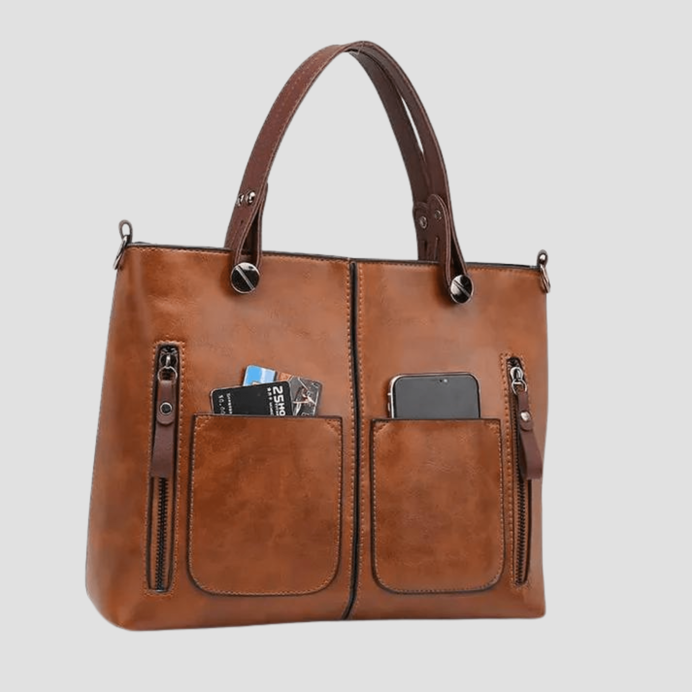 Elegant vintage läderaxelväska
