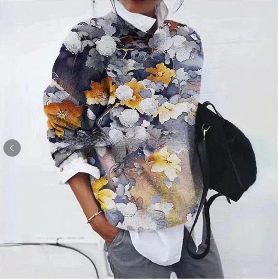 Everwyn | Stilren Blommig Tryck Sweatshirt