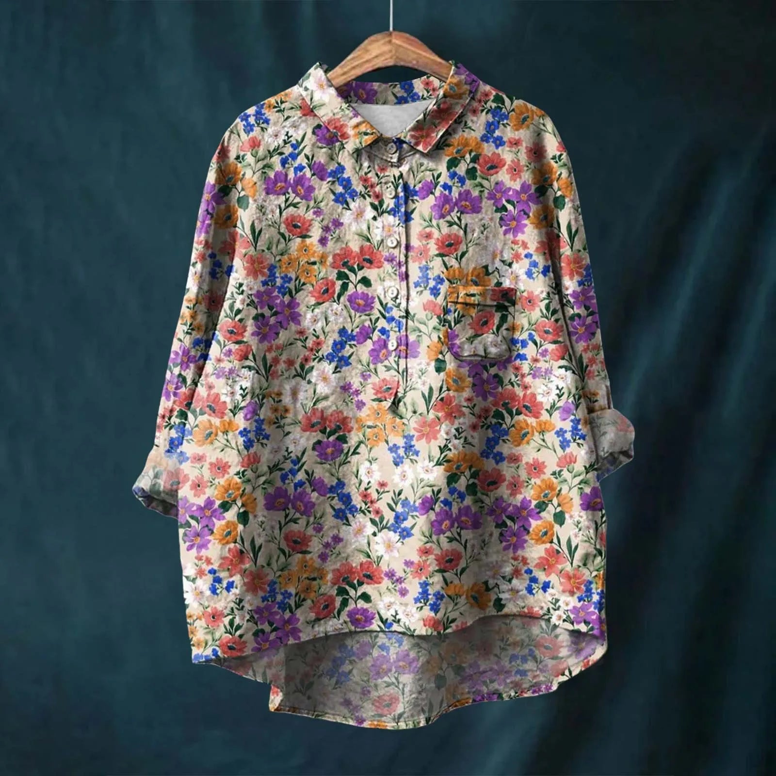Meja | Elegant Långärmad Blommig Skjorta