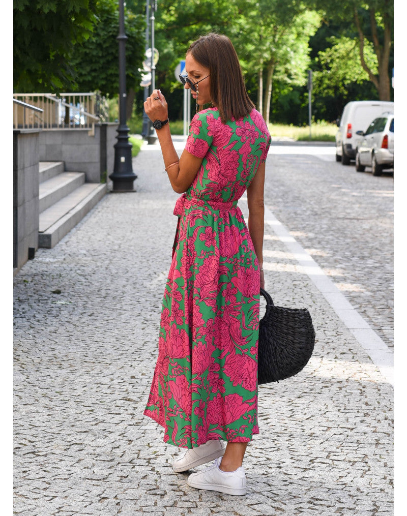 Amelie | Blommig Wrap Midi Klänning