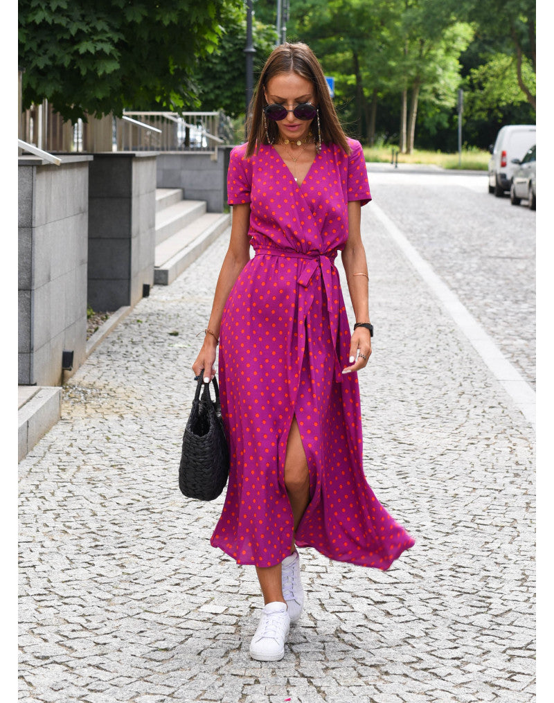 Amelie | Blommig Wrap Midi Klänning