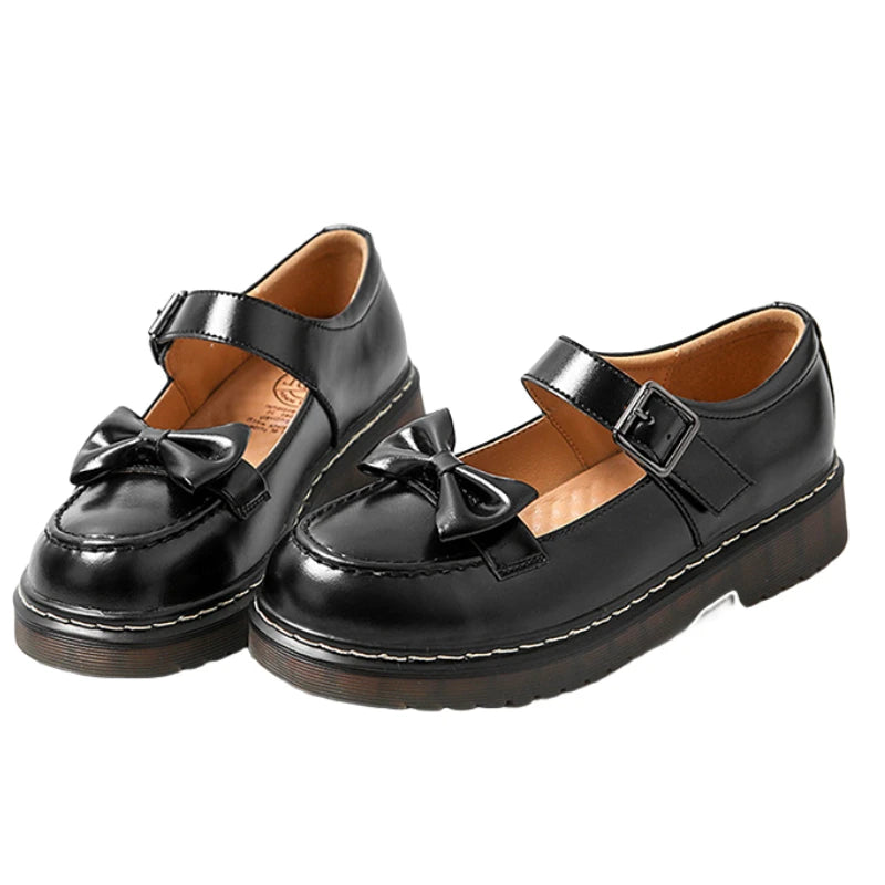 Butterfly Mary Jane-skor i brunt – Retro loafers med rund tå och justerbar spänne för sommaren