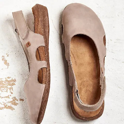 Ravena – Platta Läder Sandaler med Slingback