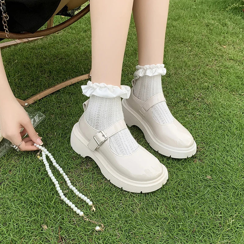 Lyxiga Beaded Mary Jane Skor för Kvinnor – Bekväma Eleganta Flats Svarta Promenadskor Vår/Höst