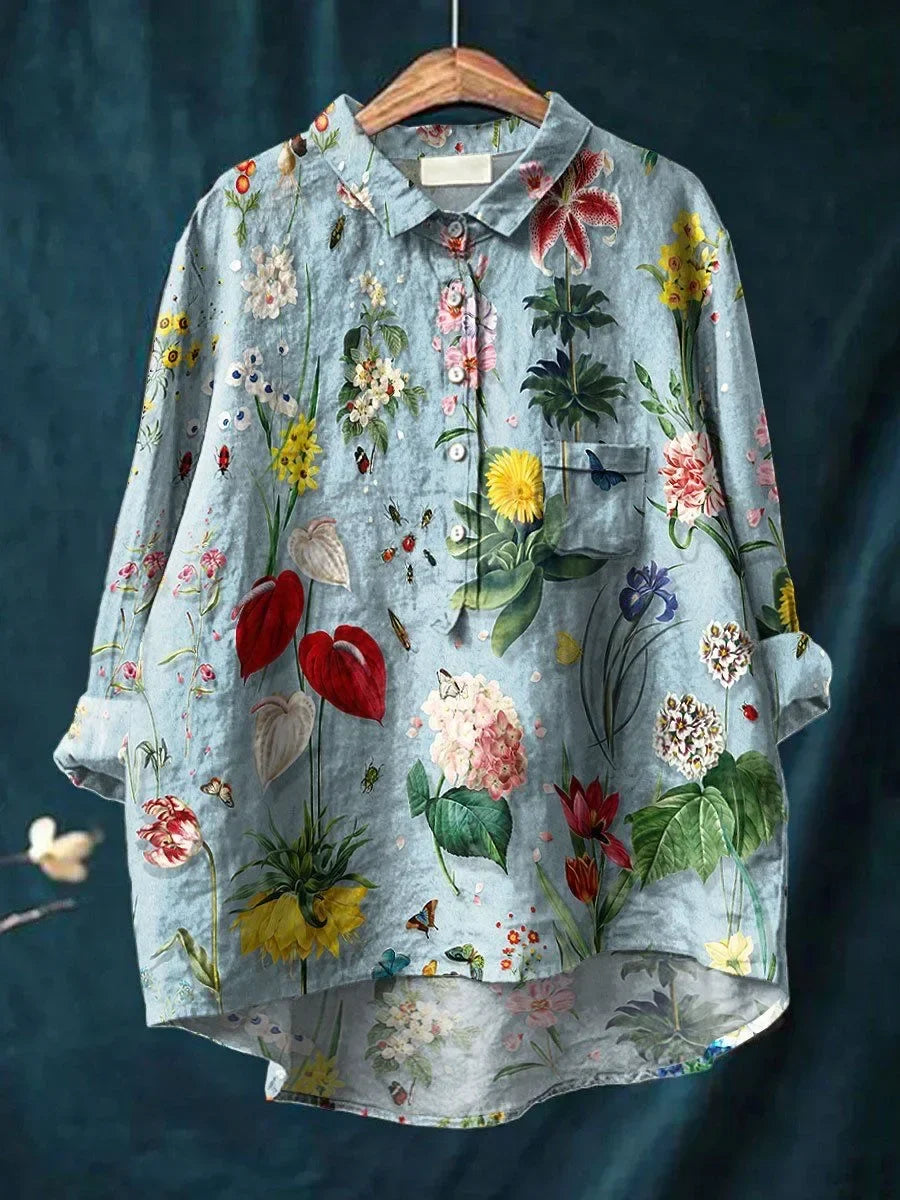 Vera | Stilig Löst Passande Blommig Skjorta