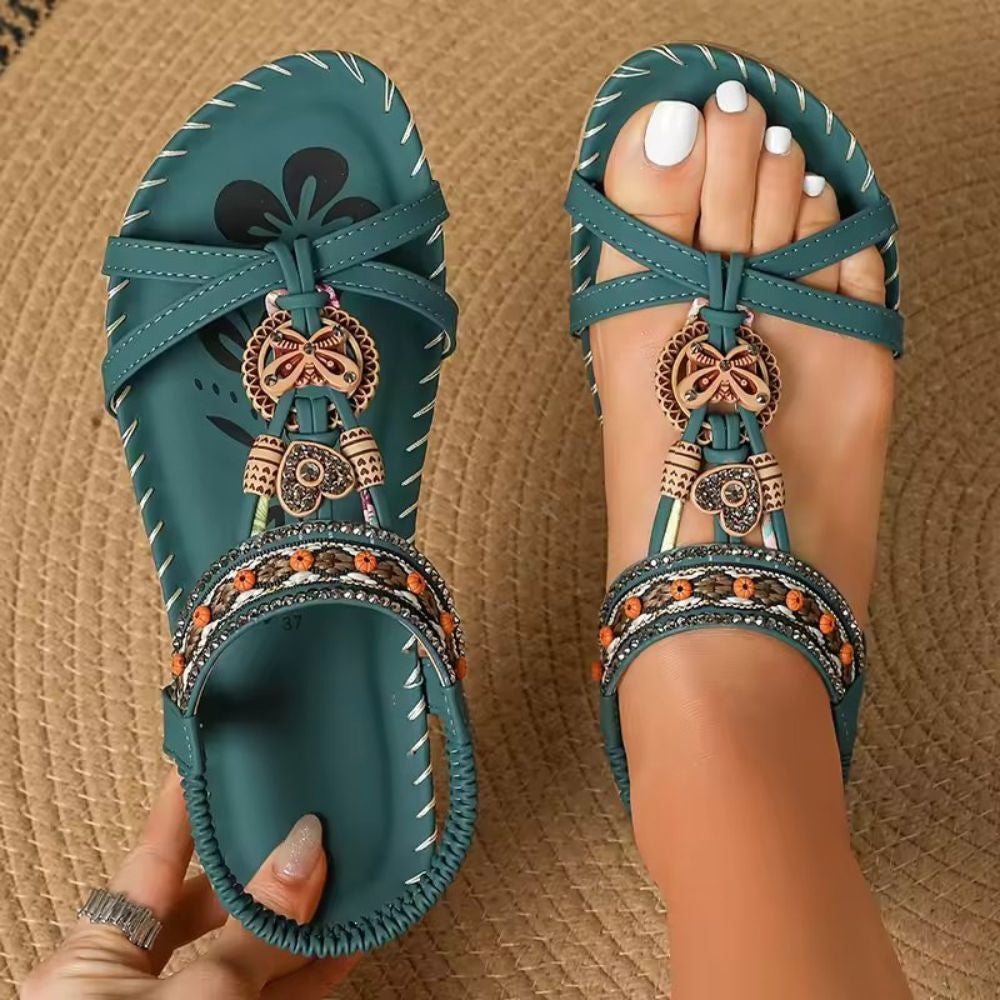 Venedig - Kvinnors Ortopediska Platta Boho Sandaler