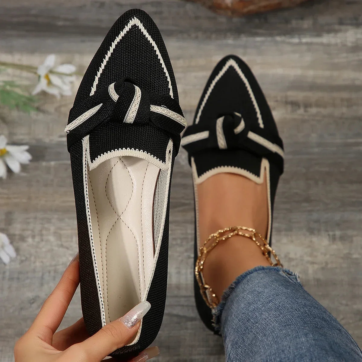 Liora | Ortopediska Slip-On Ballerinaskor med Andningsbart Tyg och Elegant Detalj