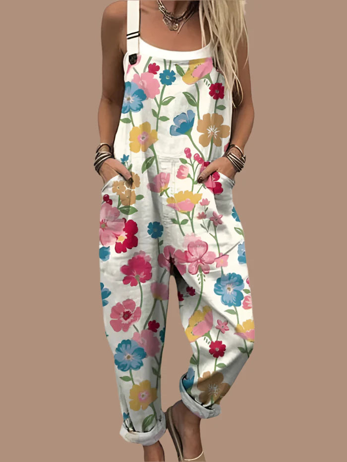 Sienna | Blommönstrad Vintage Byxdress med Vida Ben