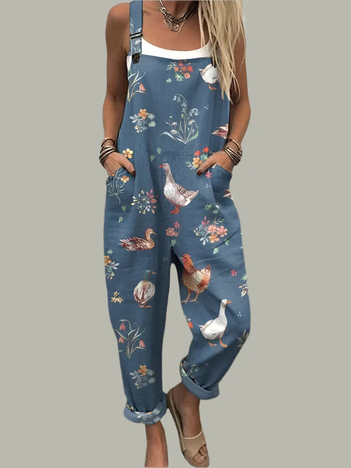 Nora | Lättvikts Vintage Jumpsuit med Vid Ben