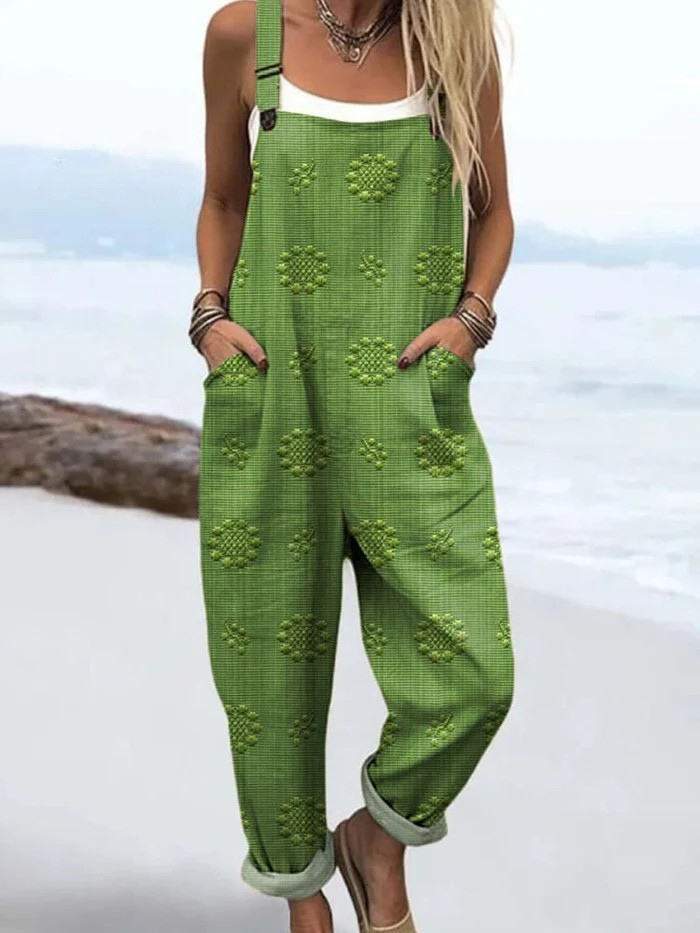 Alina | Lättvikts Vintage Jumpsuit med Vida Ben