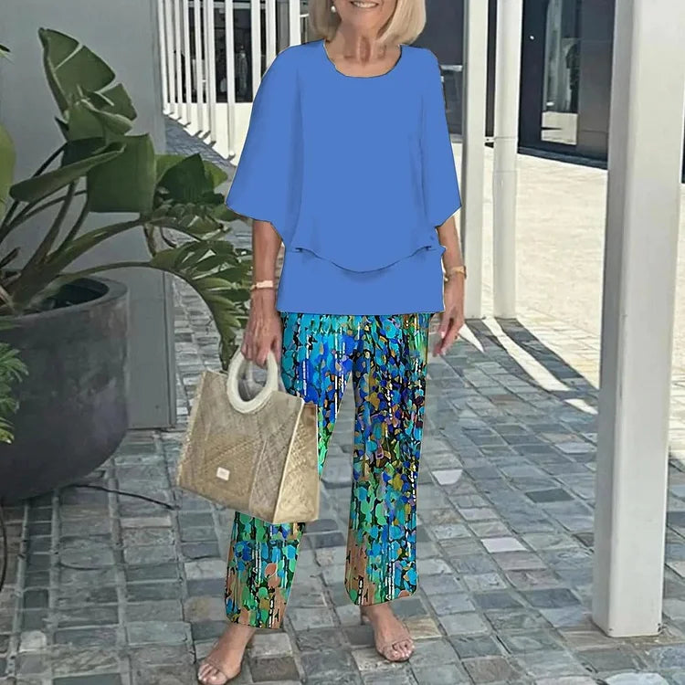 Genevieve | Stilig Trendig Tryck Tvådelat Set