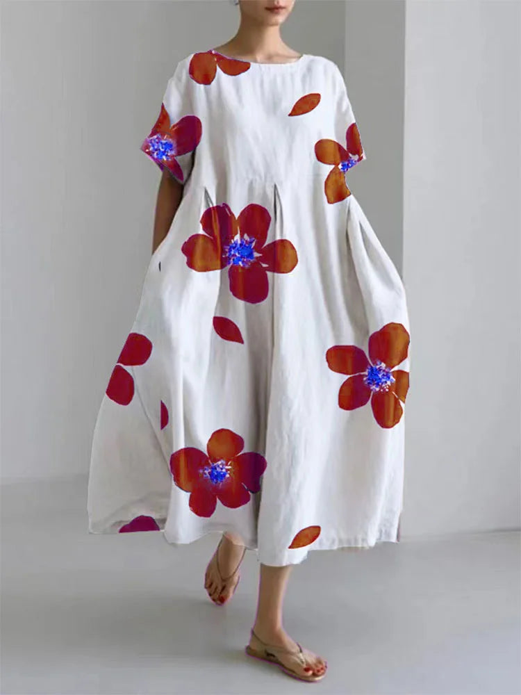 Sylvie | Lång Sommarklänning med Livliga Blommor