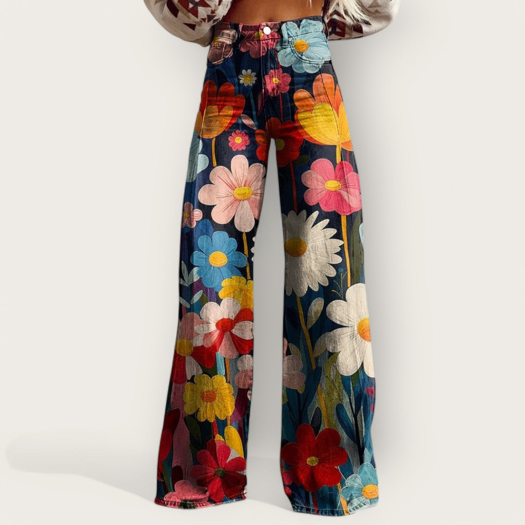 Marina Byxor med vida ben Kollektion | Snygga Boho Vintage-Byxor för en Trendig Look
