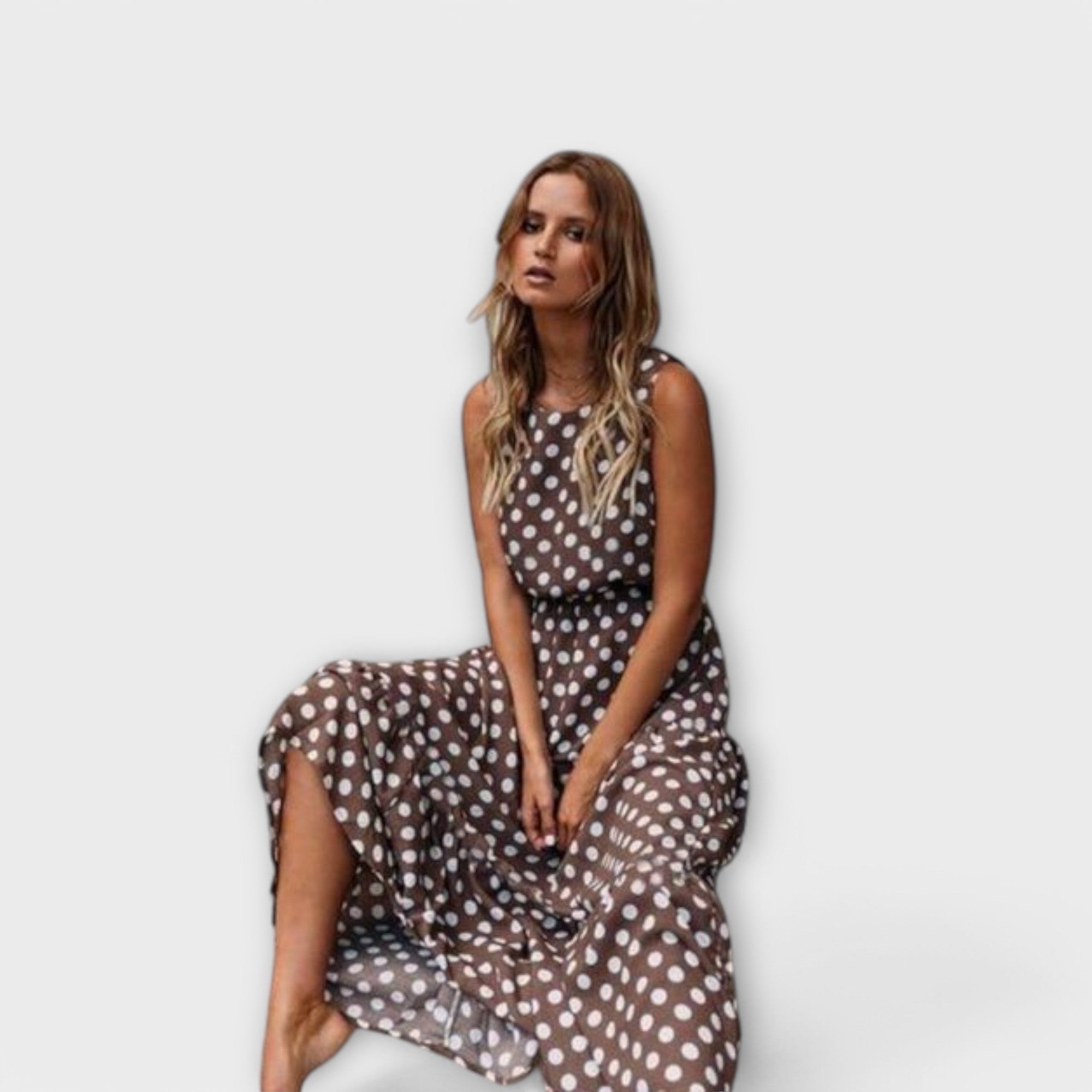 Danae - Boho-Midiklänning med prickar