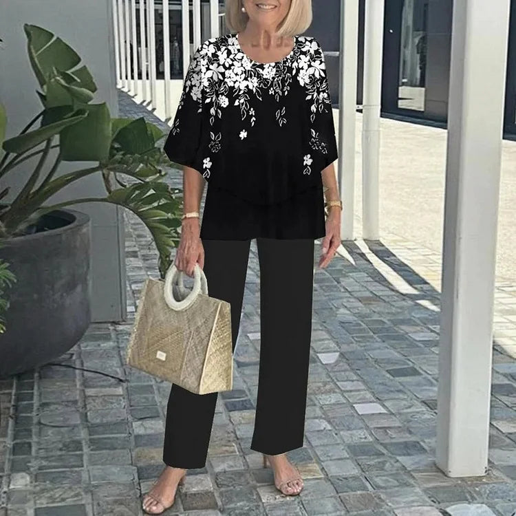 Genevieve | Stilig Trendig Tryck Tvådelat Set