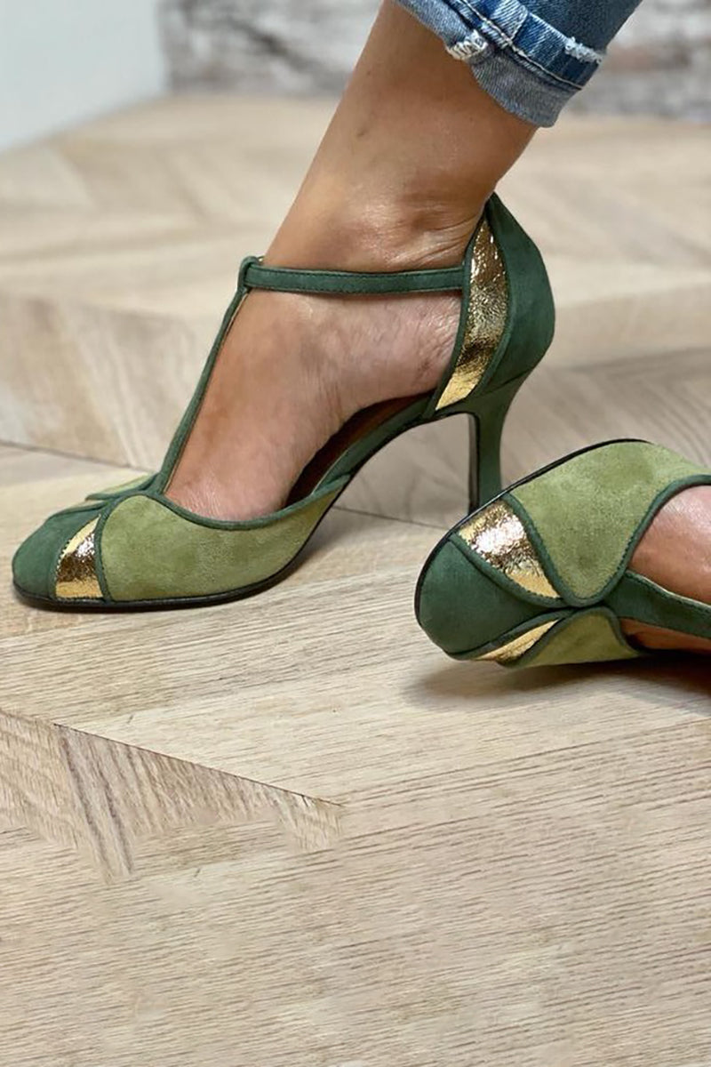 Carley - Patchwork klackar med T-rem