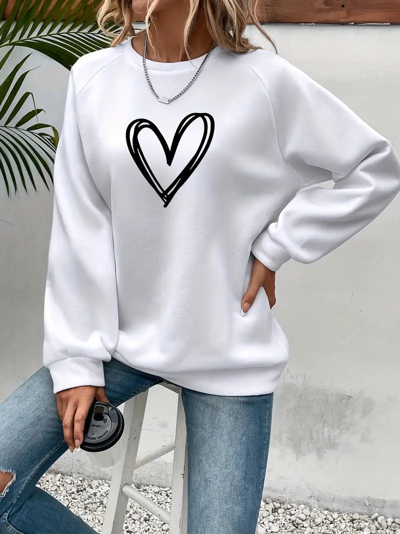Piper | Stilig Sweatshirt med Hjärtmönster