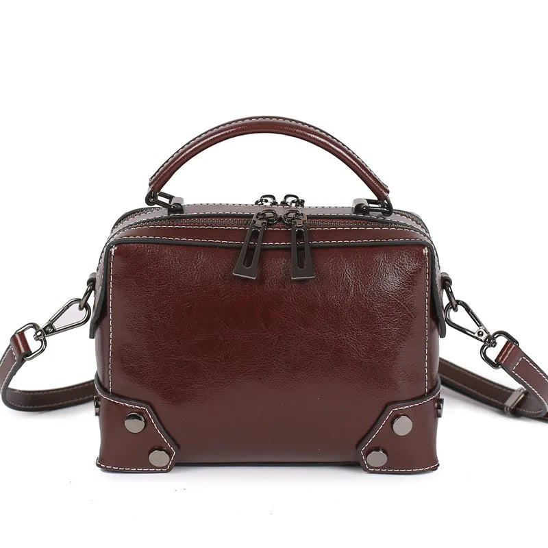 Vintage-stil Box Crossbody-väska