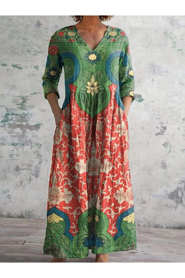 Judith – Vintage Blommig Maxi Klänning