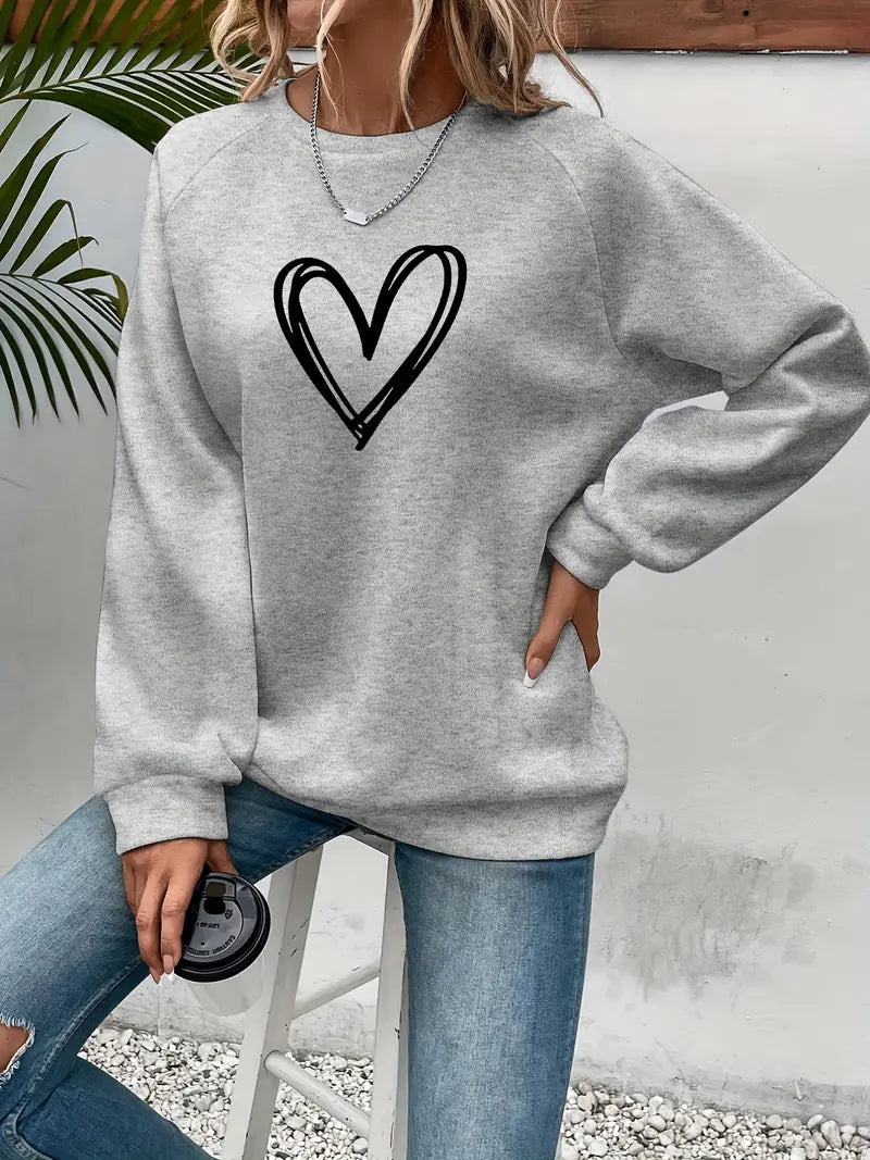 Piper | Stilig Sweatshirt med Hjärtmönster