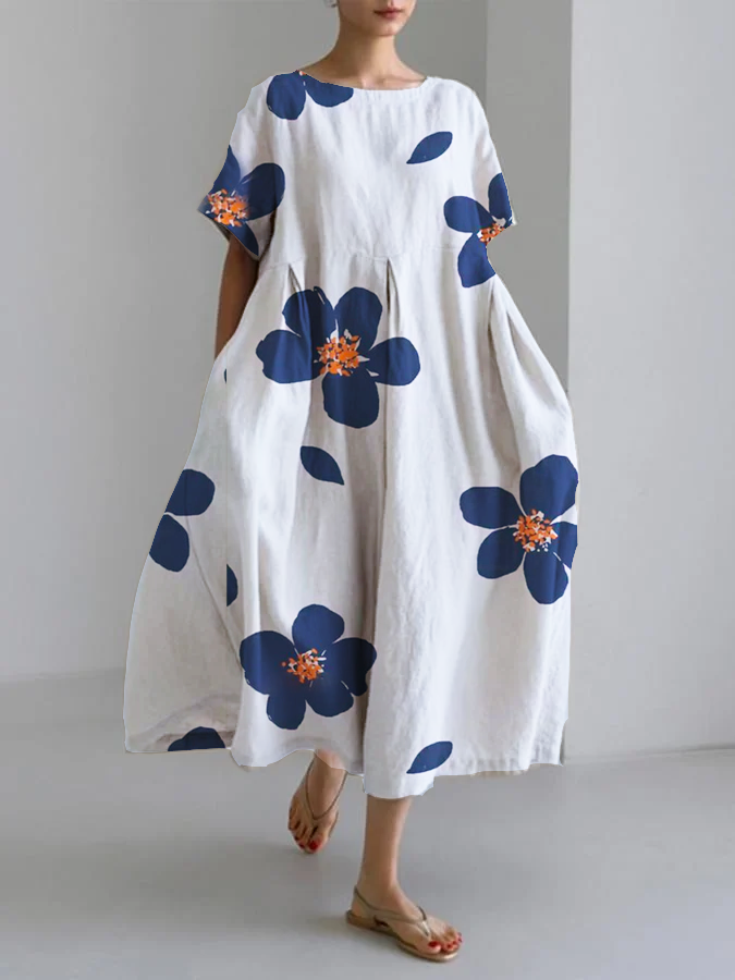 Sylvie | Lång Sommarklänning med Livliga Blommor
