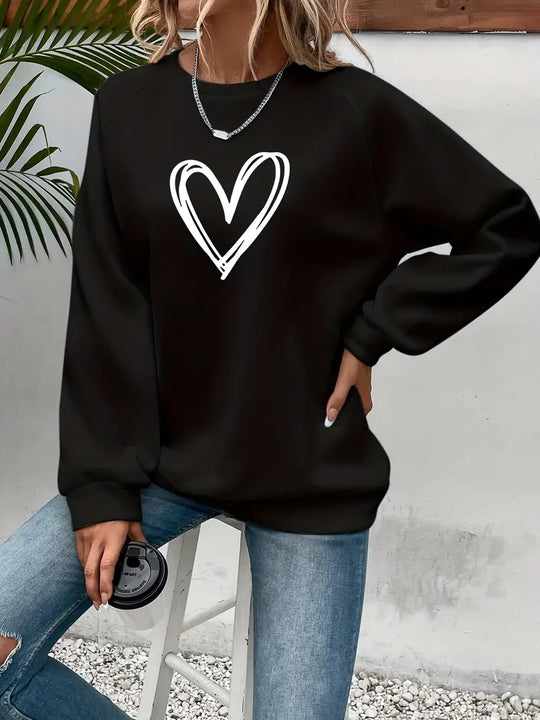 Ingrid | Avslappnad Hjärta Grafik Sweatshirt