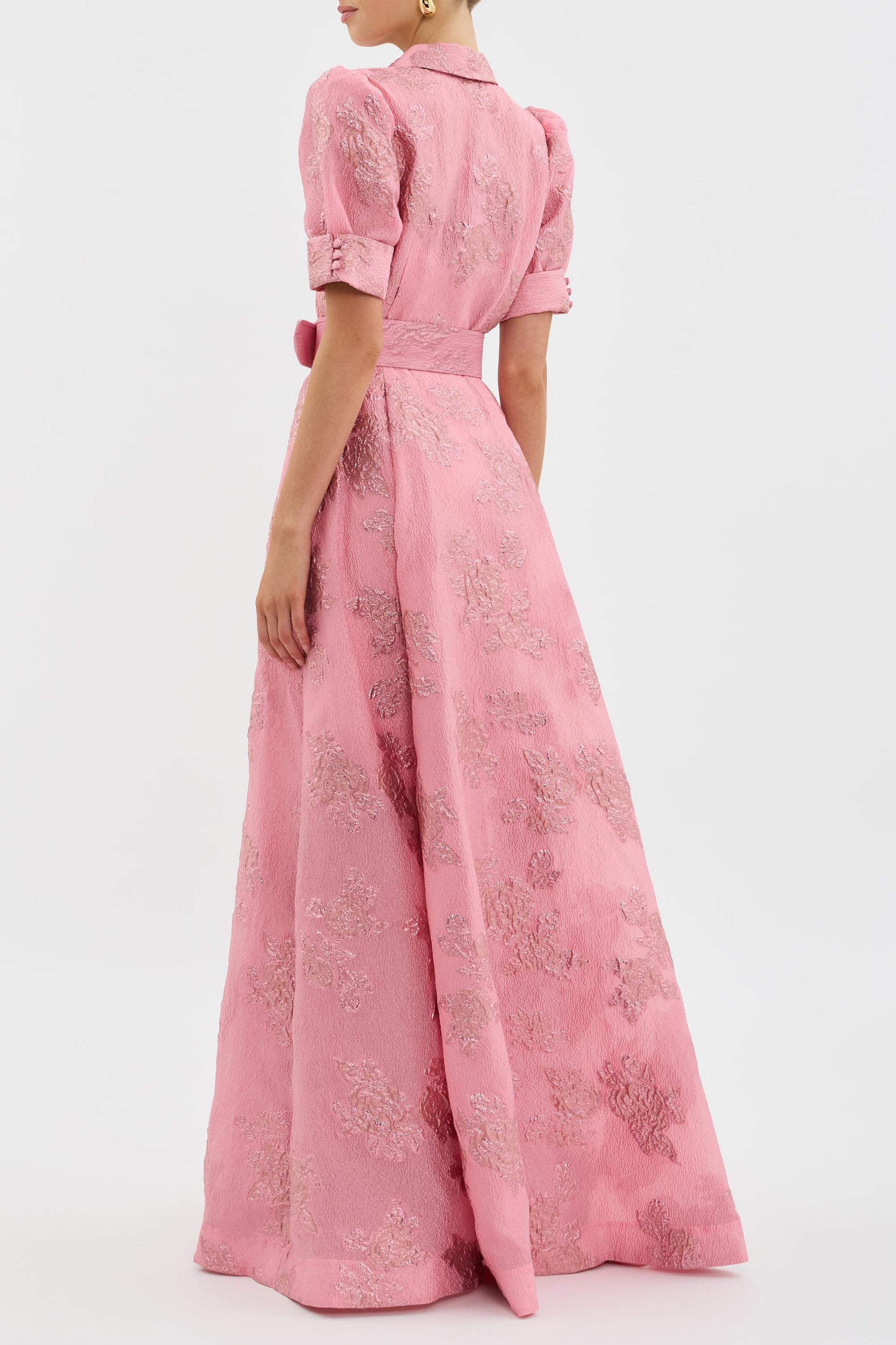 Lily | Elegant Rosa Bälte Maxi Klänning