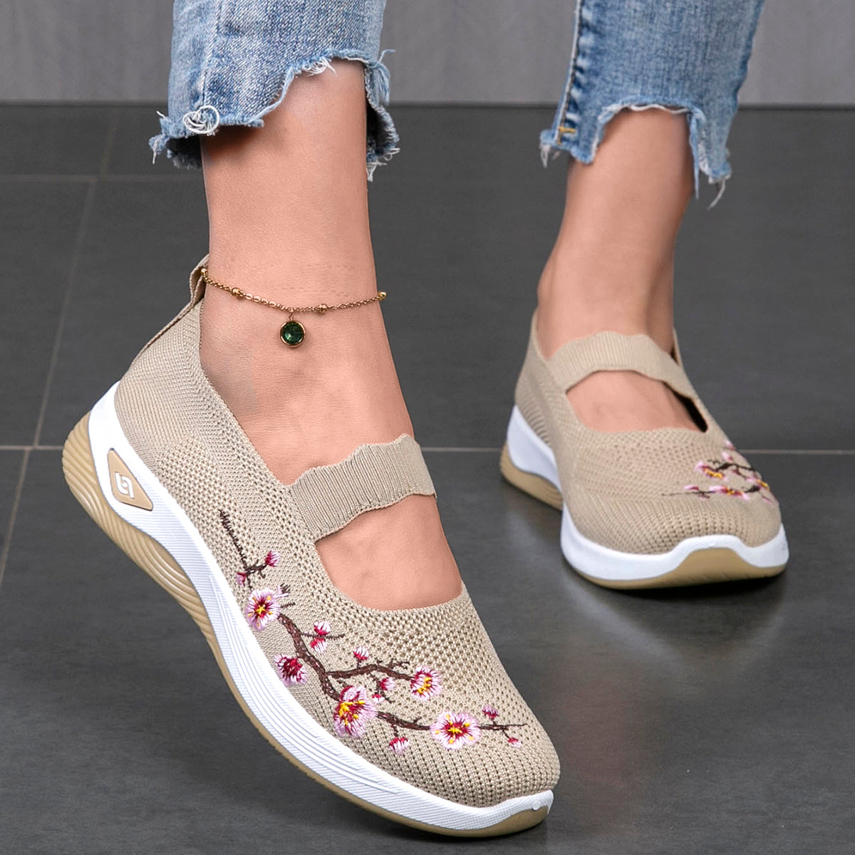 Elara | Ortopediska Blommiga Sneakers – Andningsbara, Dämpade & Stödjande