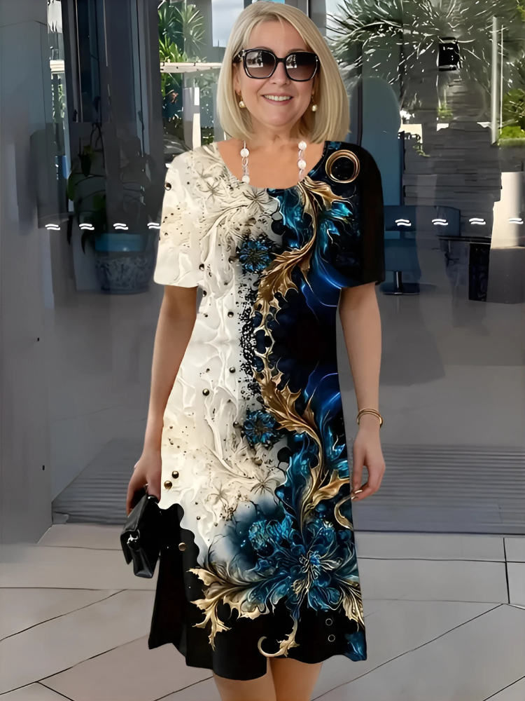 LEANDRIA | AVSLAPPNAD BLOMSTÄNG MIDI KLÄDNING