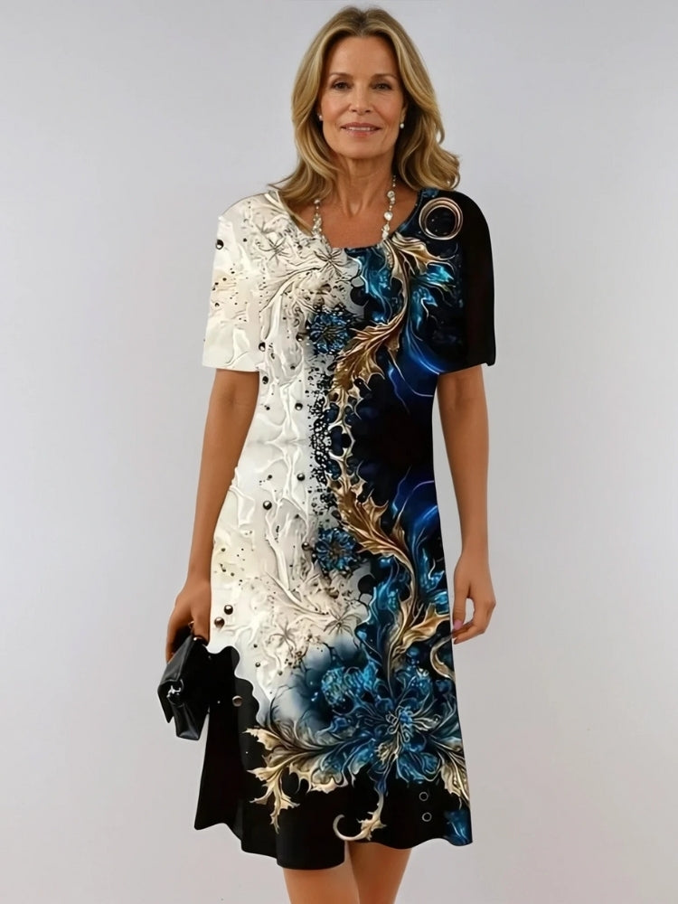 LEANDRIA | AVSLAPPNAD BLOMSTÄNG MIDI KLÄDNING