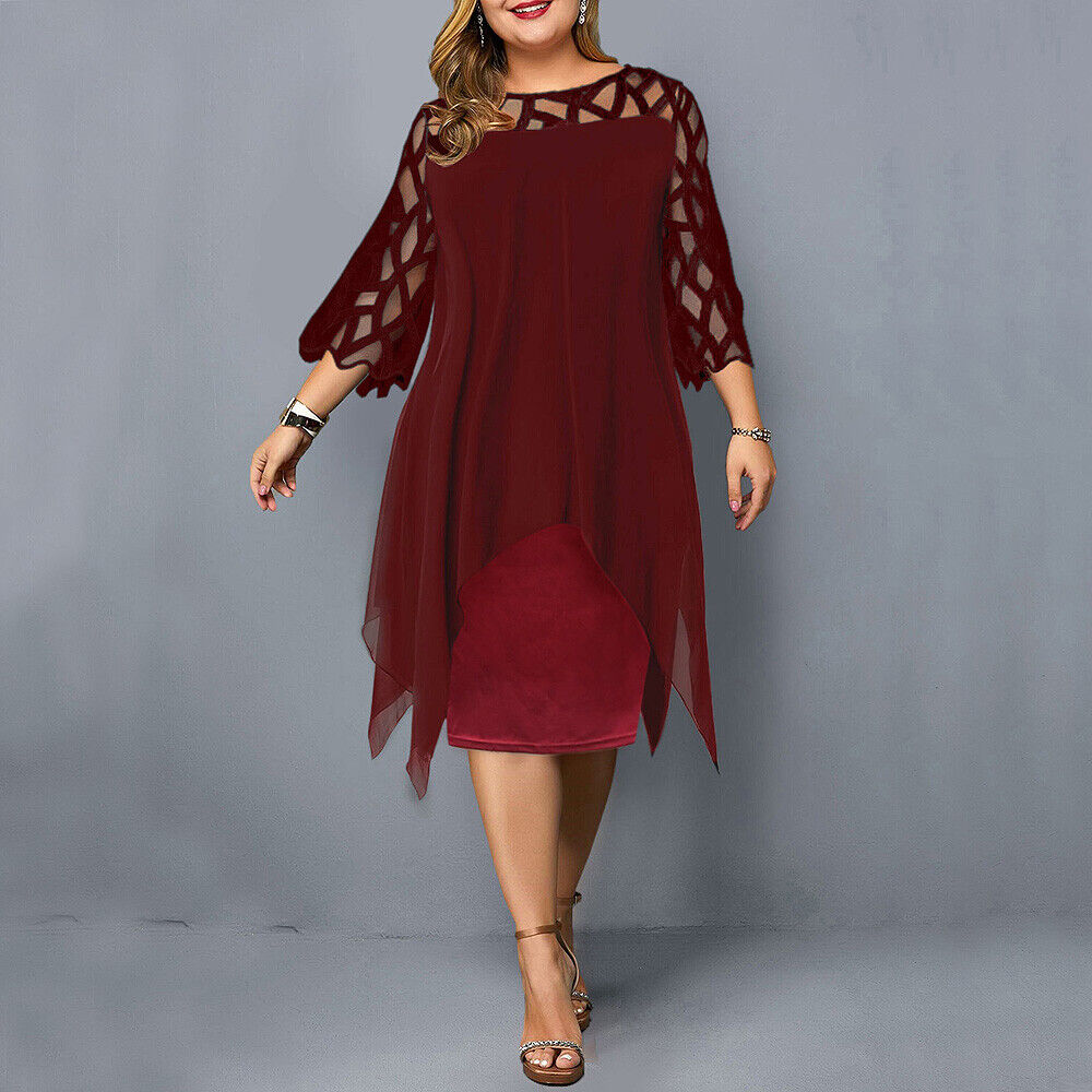 Kirsty | Chic Plus Size Midi Klänning För Moderna Kvinna