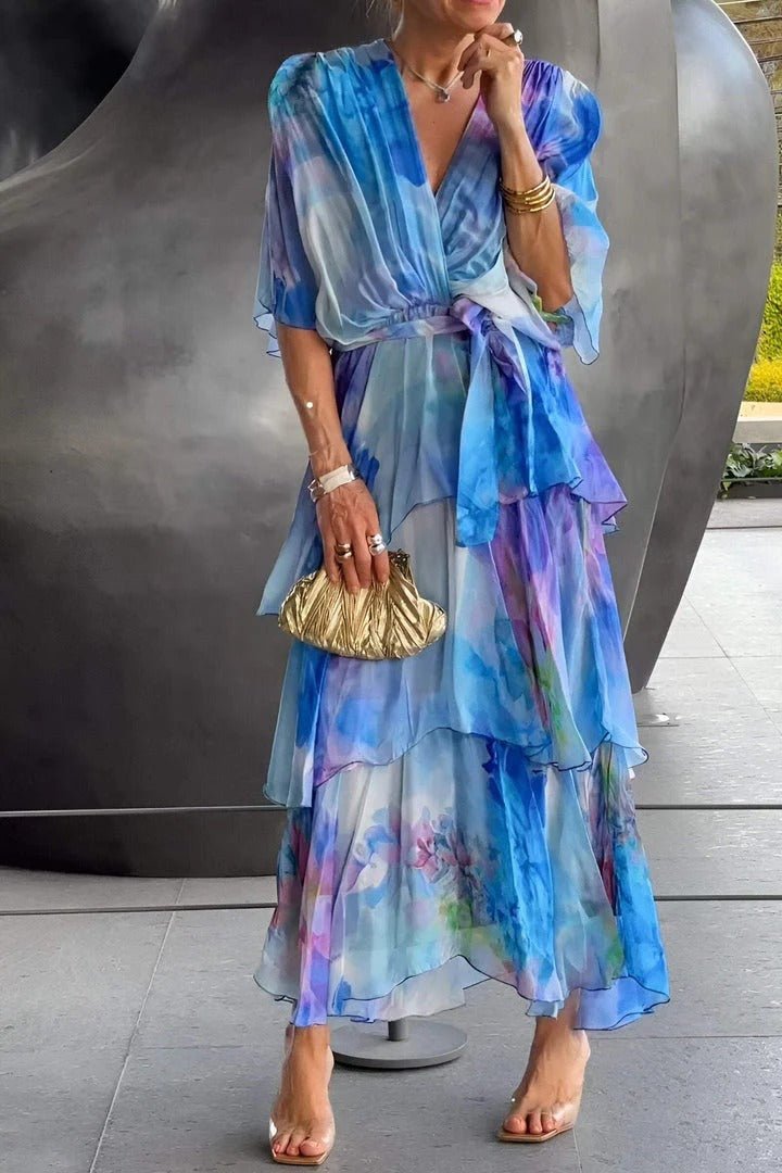 Sarina | Chic Elegant Multi-Colour Maxi Klänning